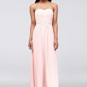 David's Bridal Strapless Chiffon Dress - Blush